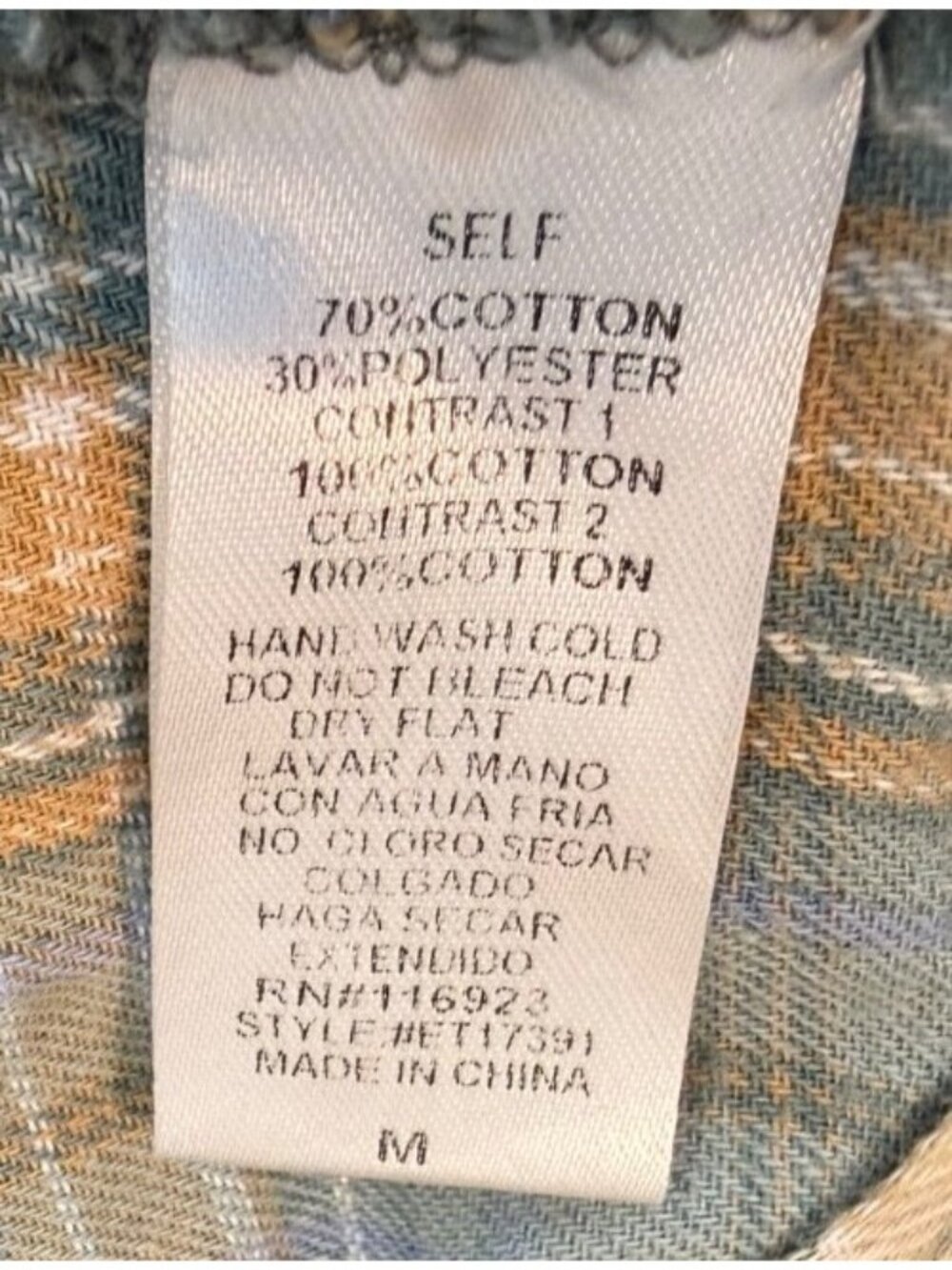 Easel Plaid Mix n Match Flannel Shirt Patchwork Medium Multicolored Cotton Blend - Picture 7 of 7